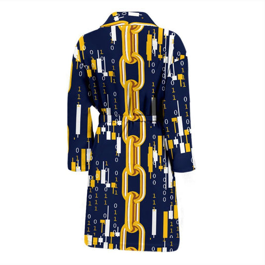 Cryptocurrency Chain Pattern Print Design 03 Men Bathrobe-JORJUNE.COM