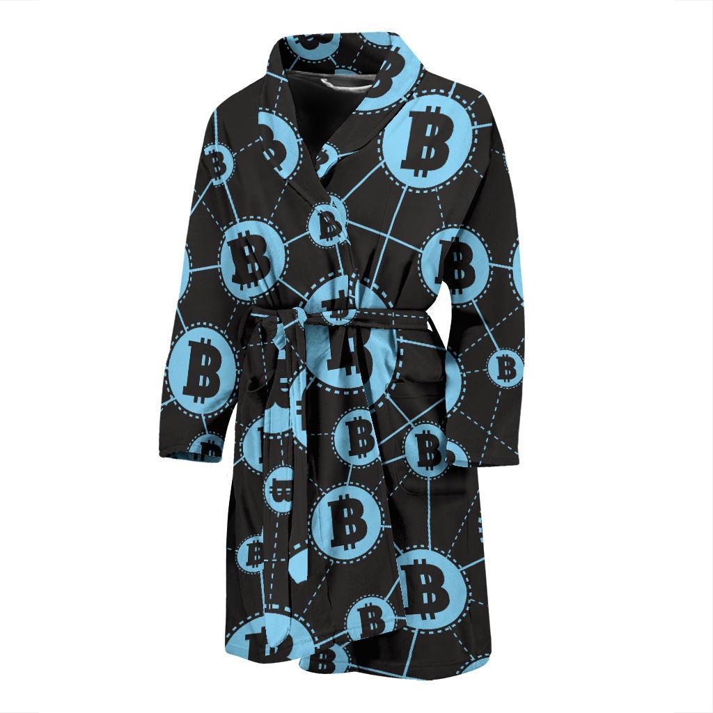 Cryptocurrency Pattern Print Design 02 Men Bathrobe-JORJUNE.COM