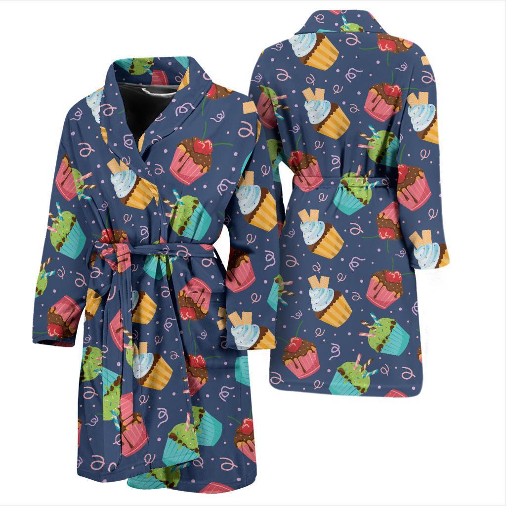 Cupcake Pattern Print Design 02 Men Bathrobe-JORJUNE.COM