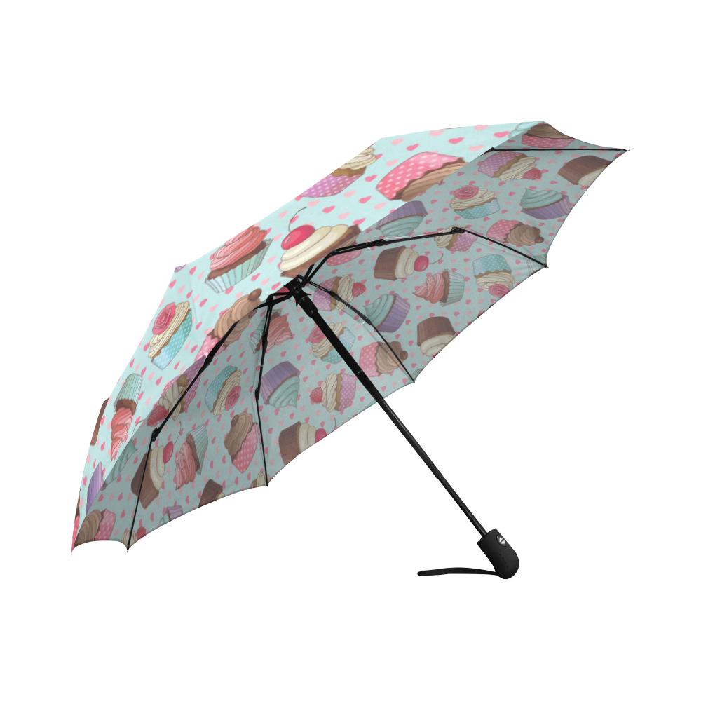Cupcakes Fancy Heart Print Pattern Automatic Foldable Umbrella