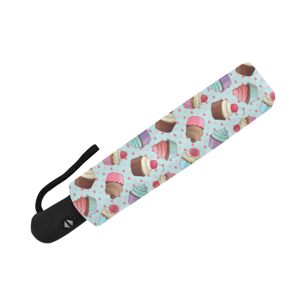 Cupcakes Fancy Heart Print Pattern Automatic Foldable Umbrella