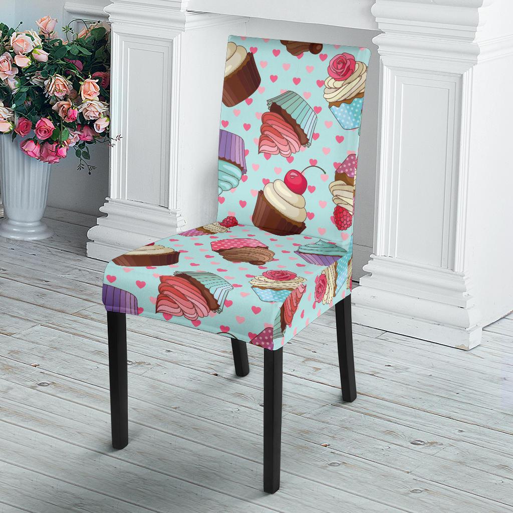 Cupcakes Fancy Heart Print Pattern Dinning Chair Slipper-JTAMIGO.COM
