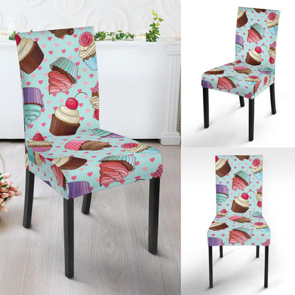 Cupcakes Fancy Heart Print Pattern Dinning Chair Slipper-JTAMIGO.COM