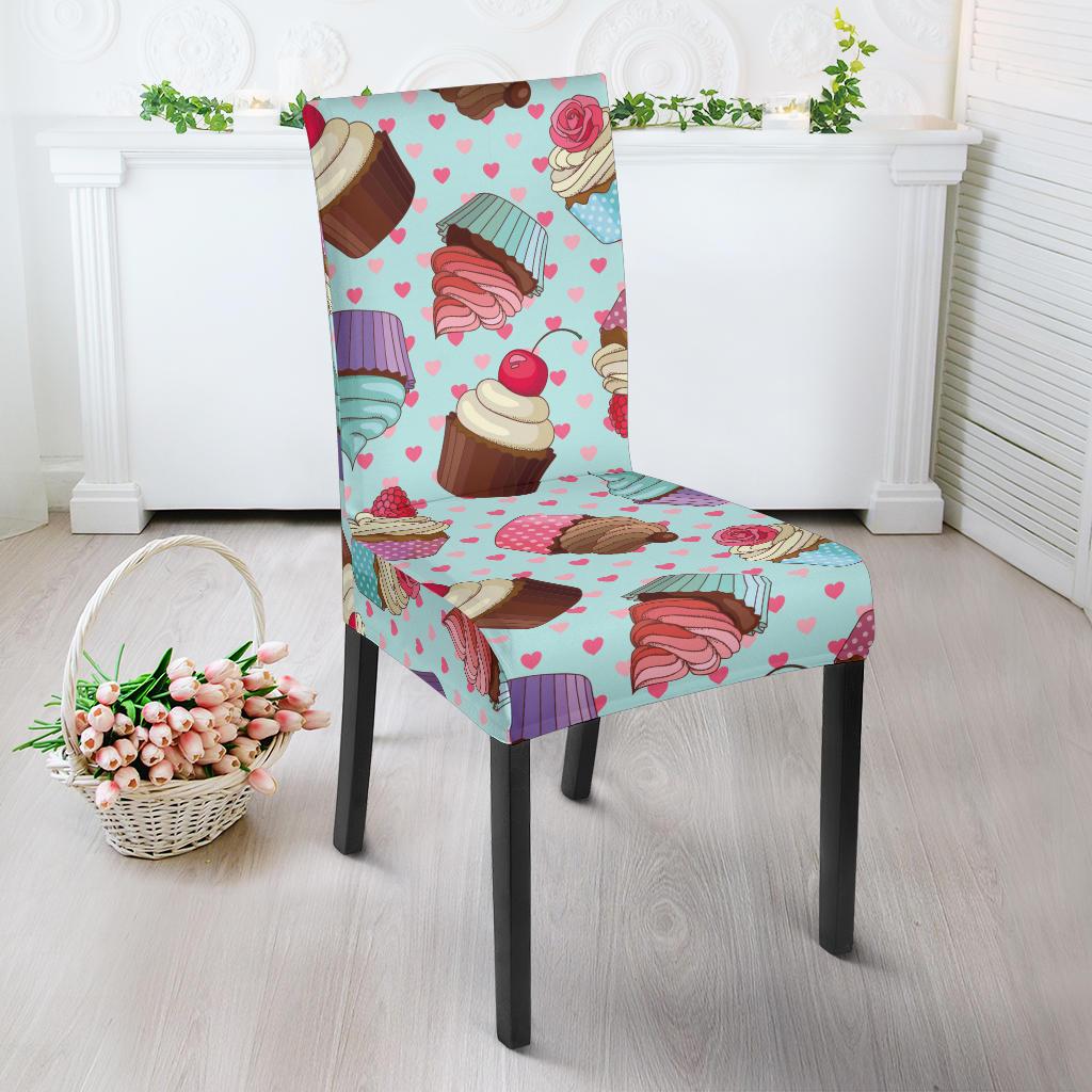 Cupcakes Fancy Heart Print Pattern Dinning Chair Slipper-JTAMIGO.COM
