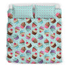 Cupcakes Fancy Heart Print Pattern Duvet Cover Bedding Set