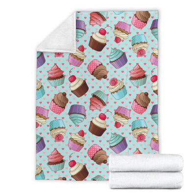 Cupcakes Fancy Heart Print Pattern Fleece Blanket