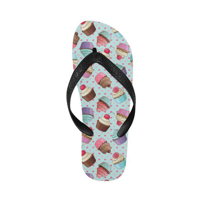 Cupcakes Fancy Heart Print Pattern Flip Flops-JTAMIGO.COM