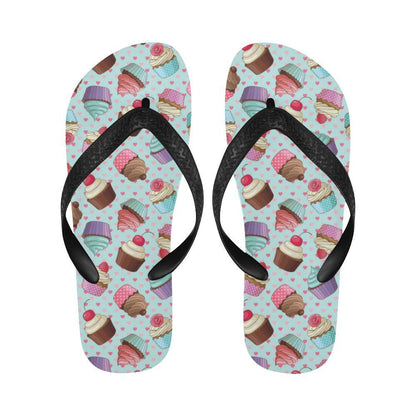 Cupcakes Fancy Heart Print Pattern Flip Flops-JTAMIGO.COM
