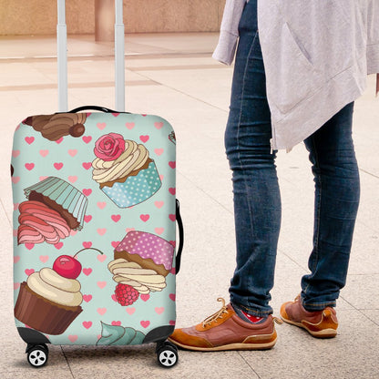 Cupcakes Fancy Heart Print Pattern Luggage Cover Protector