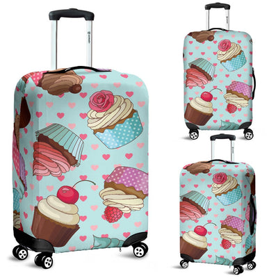 Cupcakes Fancy Heart Print Pattern Luggage Cover Protector