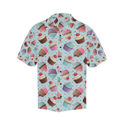 Cupcakes Fancy Heart Print Pattern Men Aloha Hawaiian Shirt