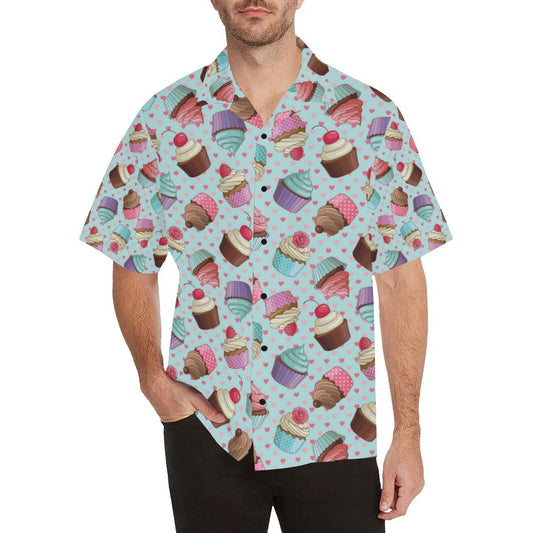 Cupcakes Fancy Heart Print Pattern Men Aloha Hawaiian Shirt
