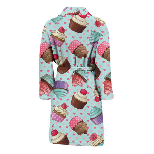 Cupcakes Fancy Heart Print Pattern Men Bath Robe-JTAMIGO.COM