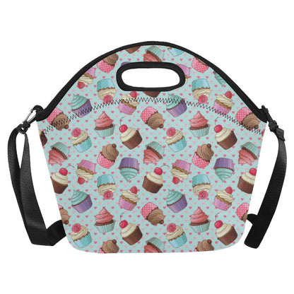 Cupcakes Fancy Heart Print Pattern Neoprene Lunch Bag (Model 1669)(Large)-JTAMIGO.COM