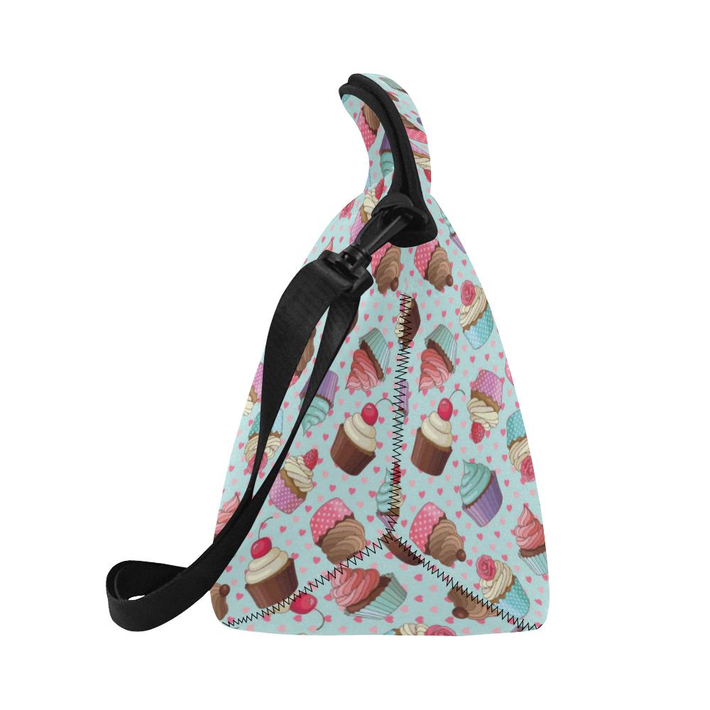 Cupcakes Fancy Heart Print Pattern Neoprene Lunch Bag (Model 1669)(Large)-JTAMIGO.COM