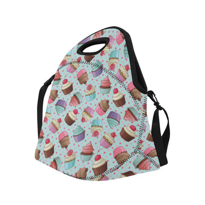 Cupcakes Fancy Heart Print Pattern Neoprene Lunch Bag (Model 1669)(Large)-JTAMIGO.COM