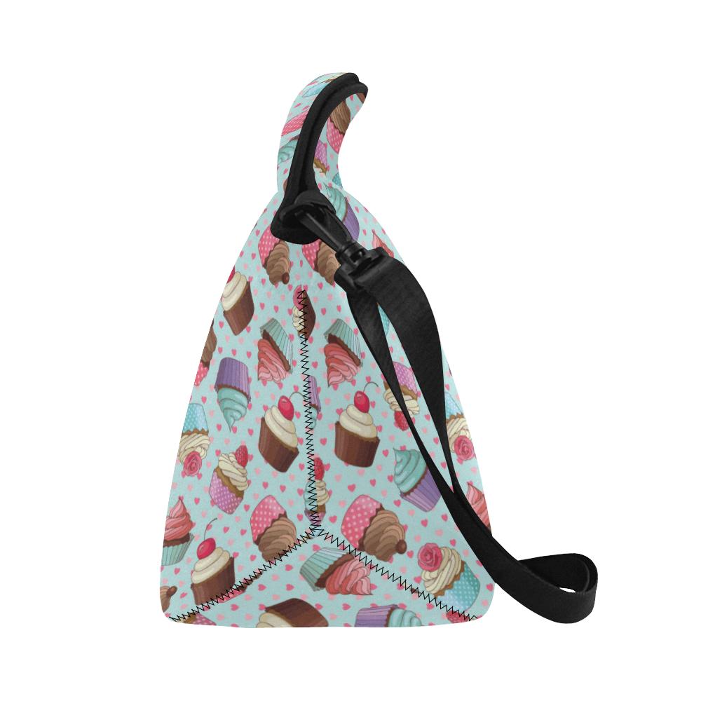 Cupcakes Fancy Heart Print Pattern Neoprene Lunch Bag (Model 1669)(Large)-JTAMIGO.COM