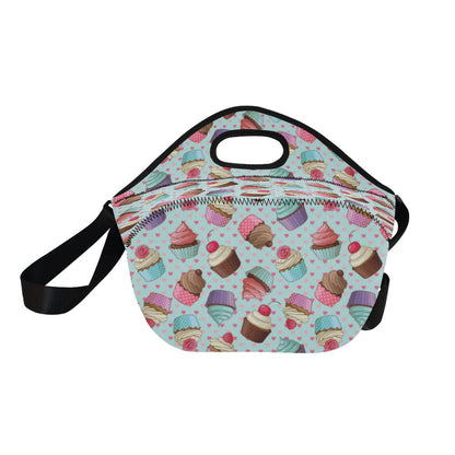 Cupcakes Fancy Heart Print Pattern Neoprene Lunch Bag (Model 1669)(Large)-JTAMIGO.COM