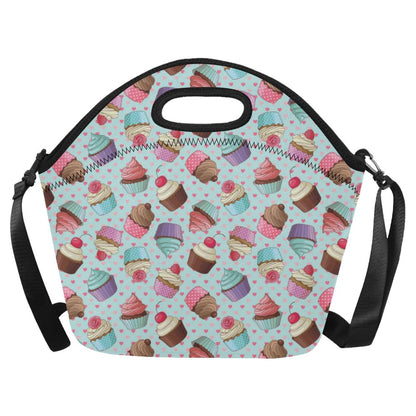 Cupcakes Fancy Heart Print Pattern Neoprene Lunch Bag (Model 1669)(Large)-JTAMIGO.COM