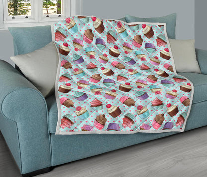 Cupcakes Fancy Heart Print Pattern Premium Quilt-JTAMIGO.COM