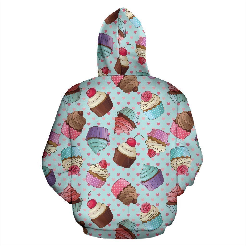 Cupcakes Fancy Heart Print Pattern Pullover Hoodie