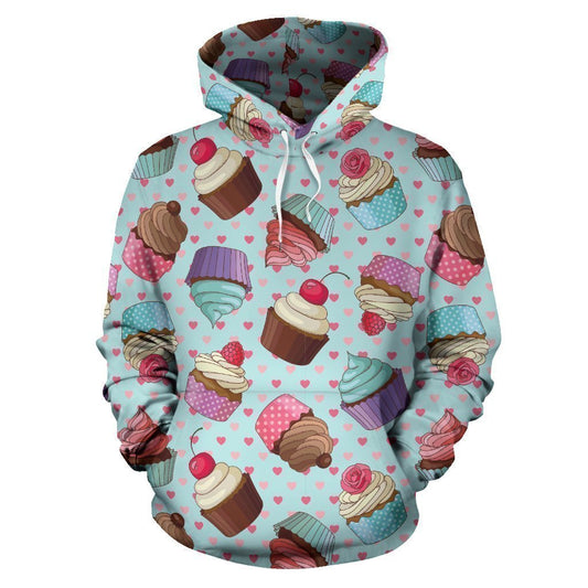 Cupcakes Fancy Heart Print Pattern Pullover Hoodie