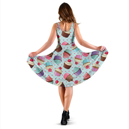Cupcakes Fancy Heart Print Pattern Sleeveless Dress