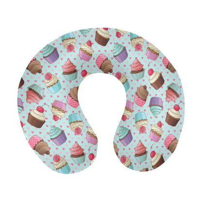 Cupcakes Fancy Heart Print Pattern U-Shaped Travel Neck Pillow-JTAMIGO.COM