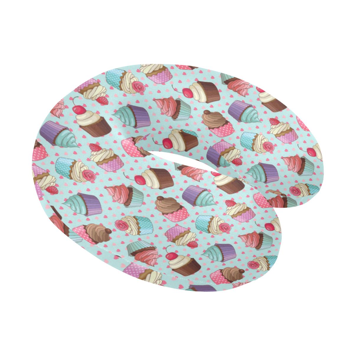 Cupcakes Fancy Heart Print Pattern U-Shaped Travel Neck Pillow-JTAMIGO.COM
