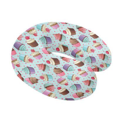 Cupcakes Fancy Heart Print Pattern U-Shaped Travel Neck Pillow-JTAMIGO.COM