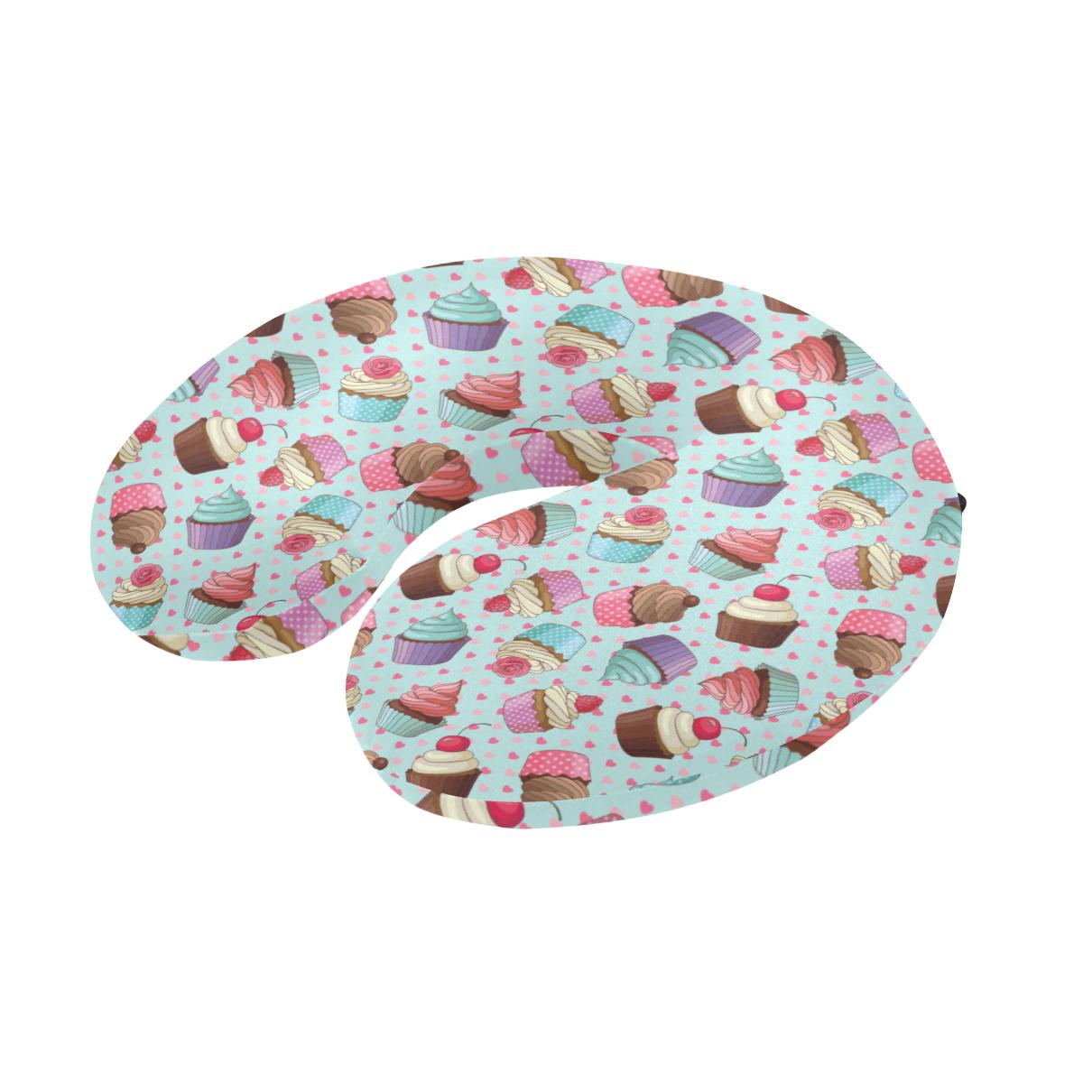 Cupcakes Fancy Heart Print Pattern U-Shaped Travel Neck Pillow-JTAMIGO.COM