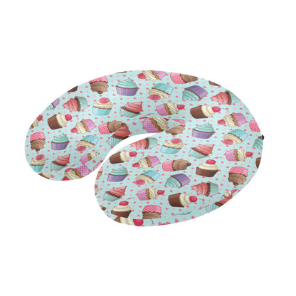 Cupcakes Fancy Heart Print Pattern U-Shaped Travel Neck Pillow-JTAMIGO.COM