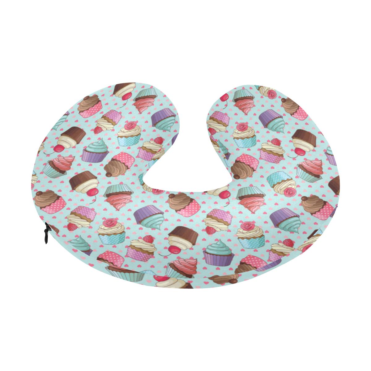 Cupcakes Fancy Heart Print Pattern U-Shaped Travel Neck Pillow-JTAMIGO.COM
