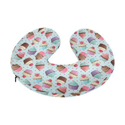 Cupcakes Fancy Heart Print Pattern U-Shaped Travel Neck Pillow-JTAMIGO.COM
