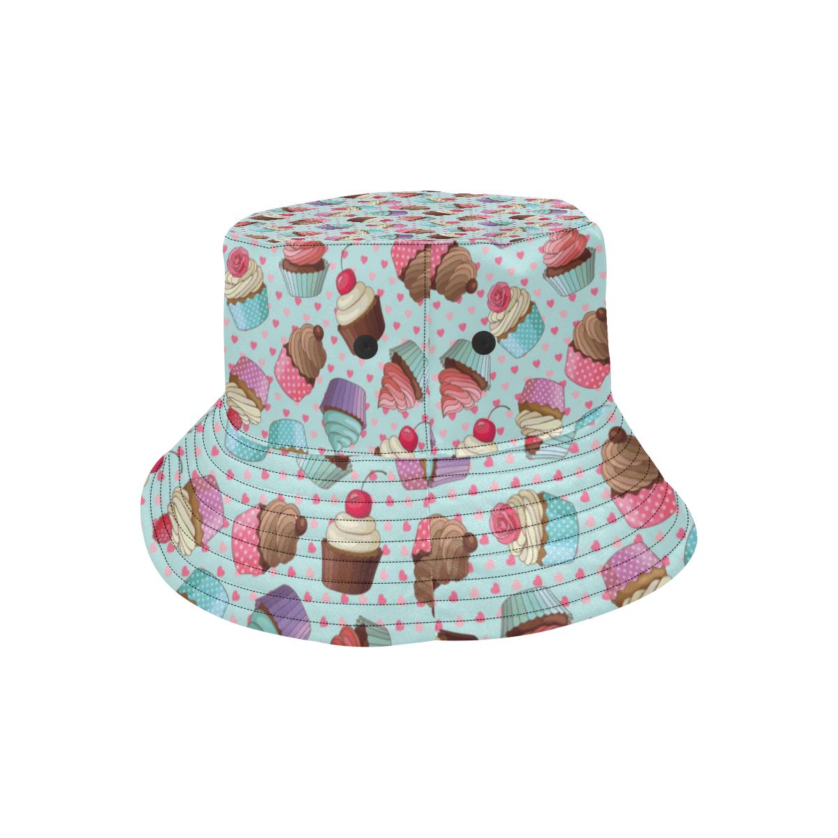 Cupcakes Fancy Heart Print Pattern Unisex Bucket Hat