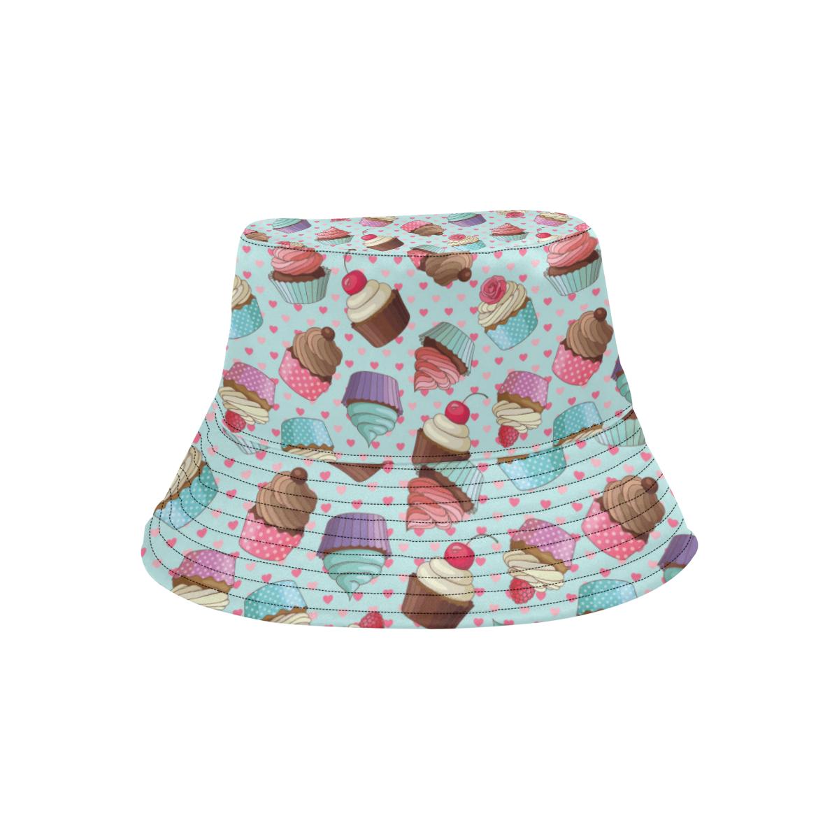 Cupcakes Fancy Heart Print Pattern Unisex Bucket Hat