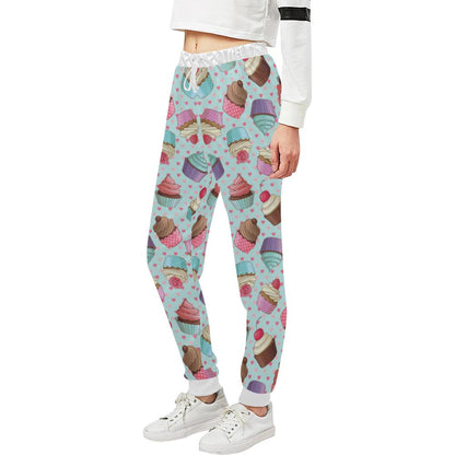 Cupcakes Fancy Heart Print Pattern Unisex Casual Sweatpants (Model L11)-JTAMIGO.COM