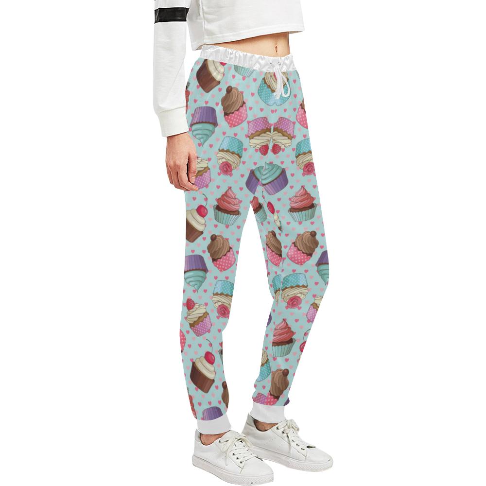 Cupcakes Fancy Heart Print Pattern Unisex Casual Sweatpants (Model L11)-JTAMIGO.COM