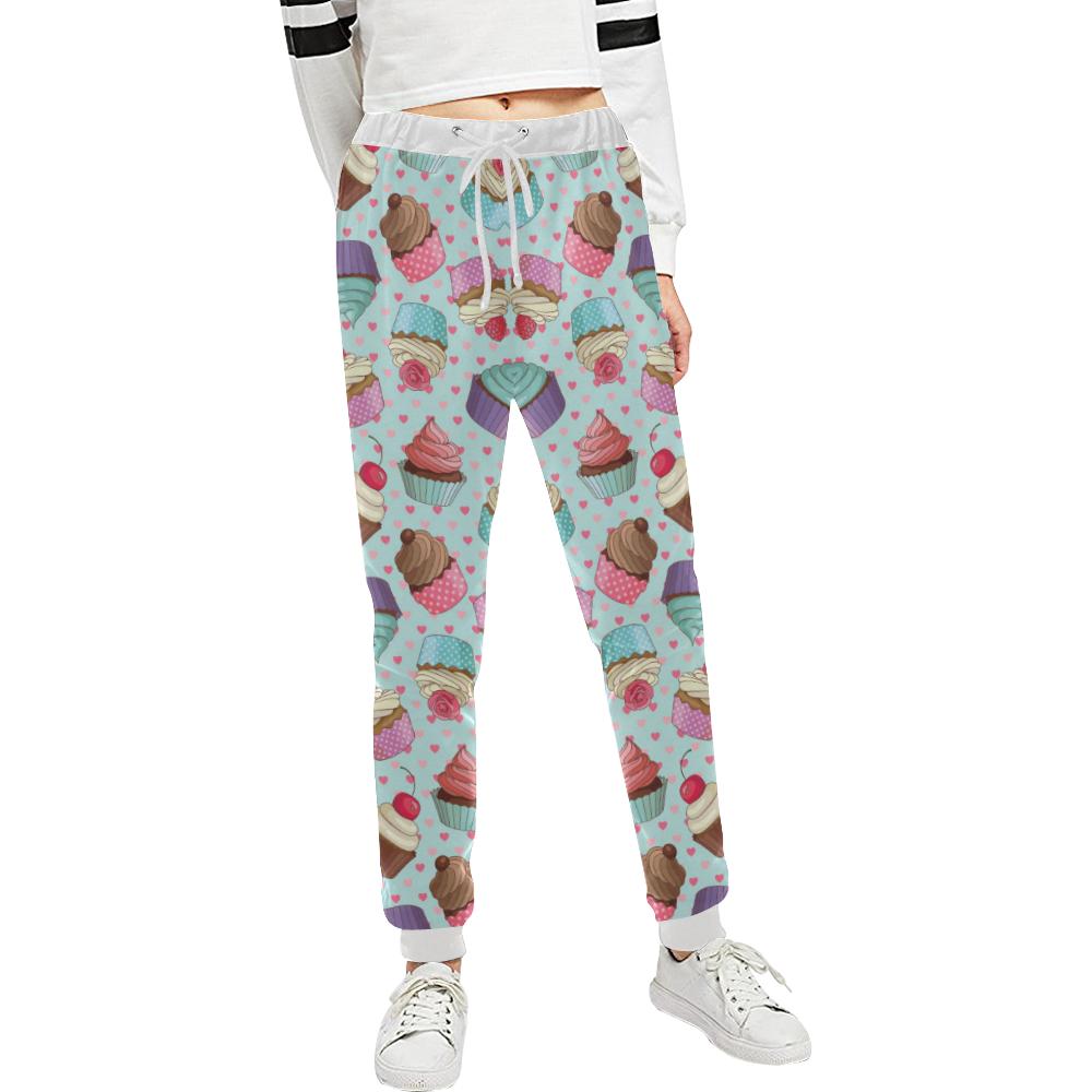 Cupcakes Fancy Heart Print Pattern Unisex Casual Sweatpants (Model L11)-JTAMIGO.COM