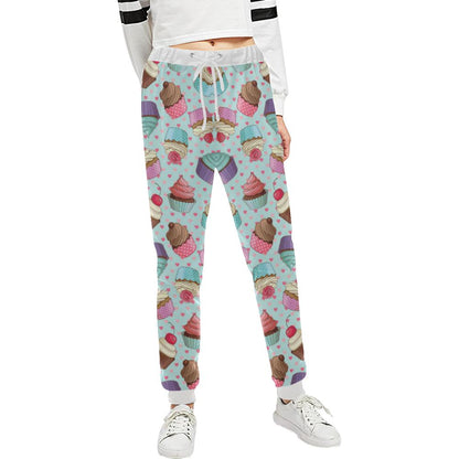 Cupcakes Fancy Heart Print Pattern Unisex Casual Sweatpants (Model L11)-JTAMIGO.COM