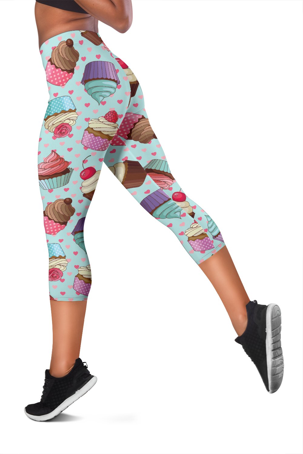 Cupcakes Fancy Heart Print Pattern Women Capris