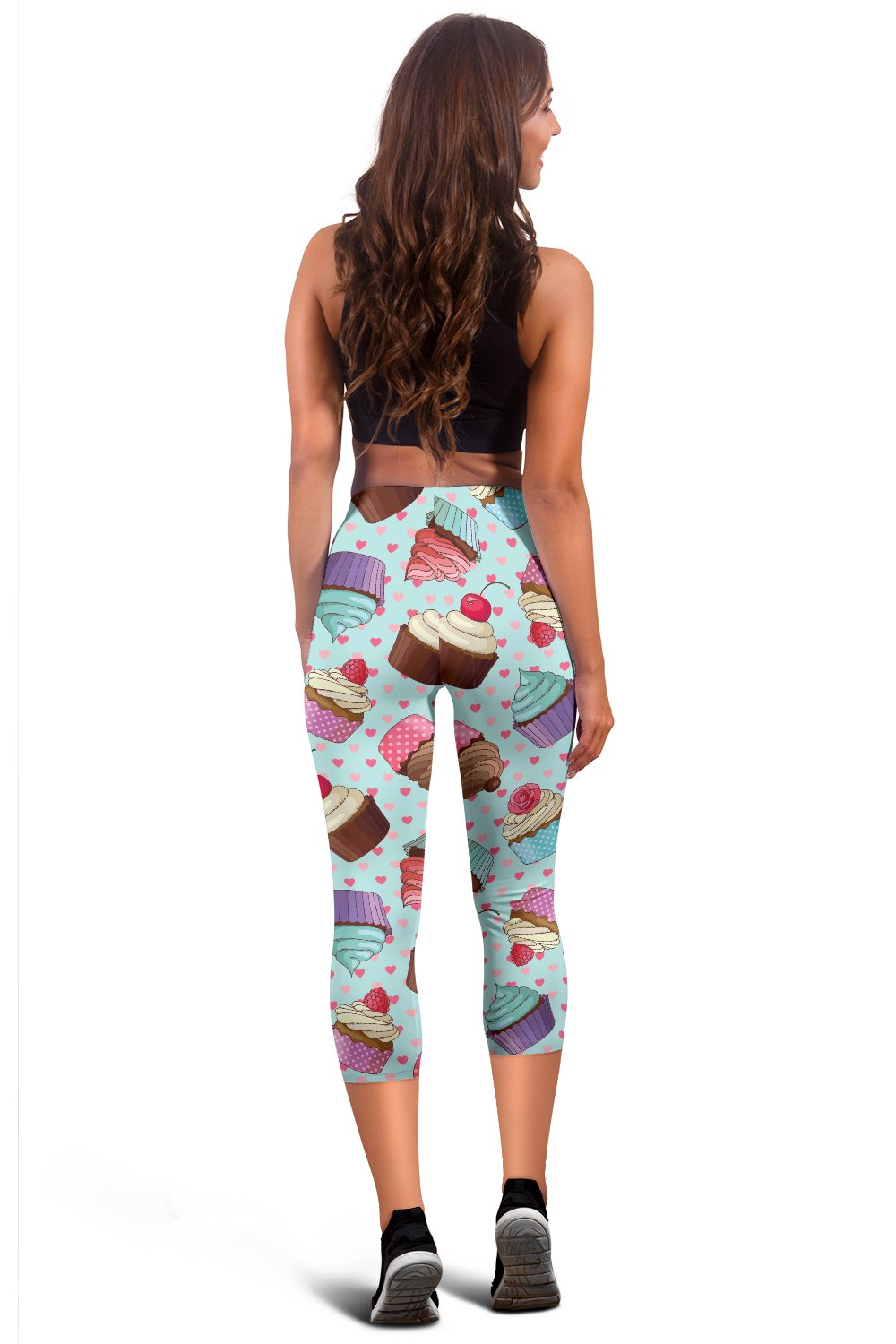 Cupcakes Fancy Heart Print Pattern Women Capris