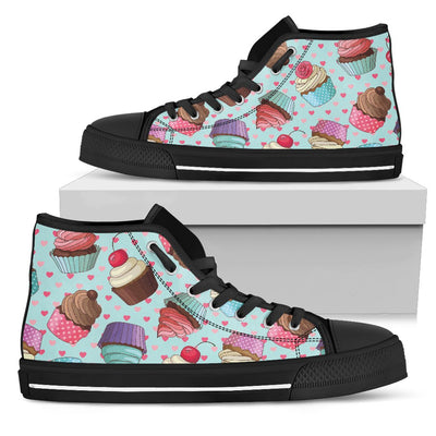 Cupcakes Fancy Heart Print Pattern Women High Top Shoes