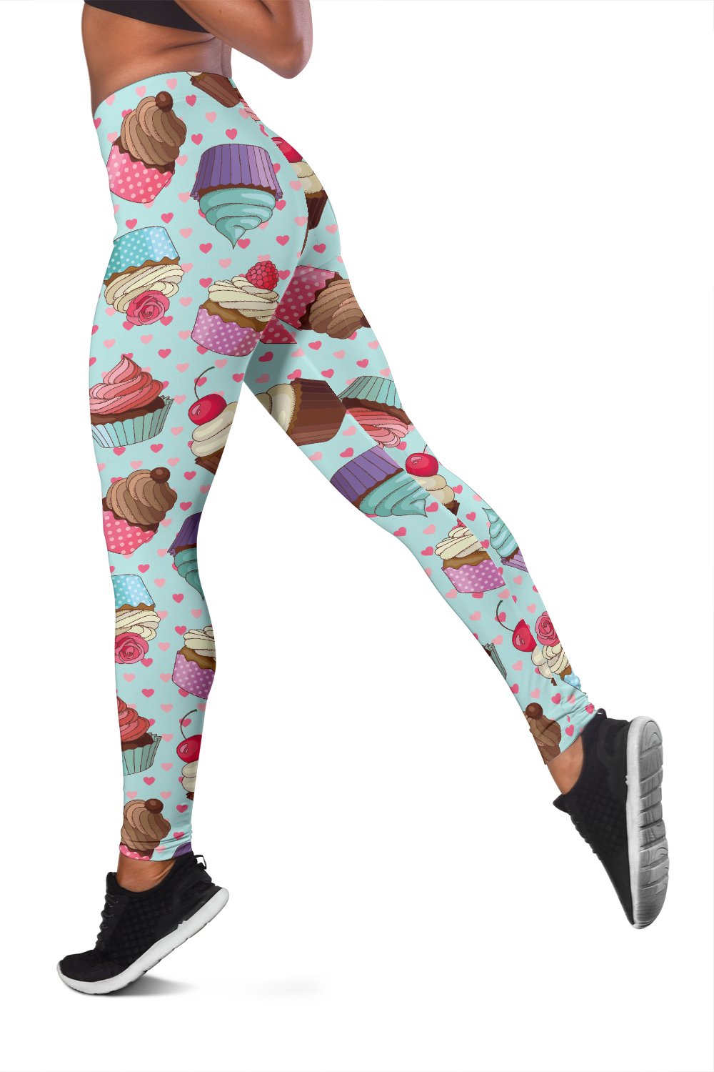 Cupcakes Fancy Heart Print Pattern Women Leggings
