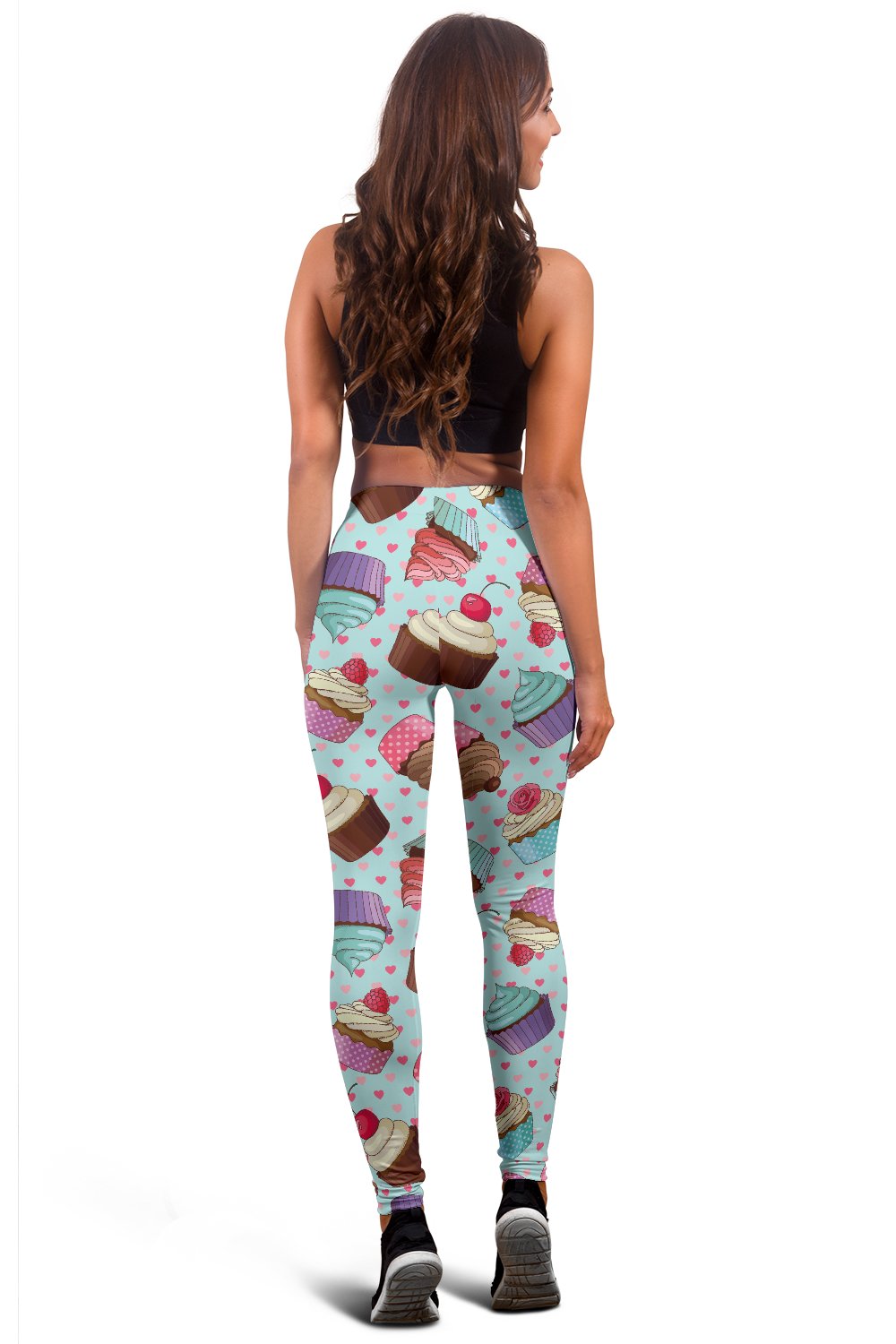 Cupcakes Fancy Heart Print Pattern Women Leggings