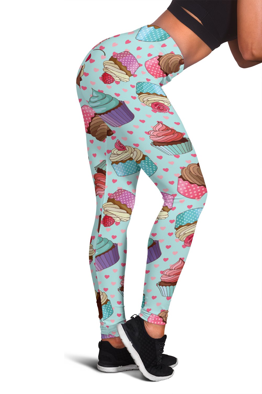 Cupcakes Fancy Heart Print Pattern Women Leggings