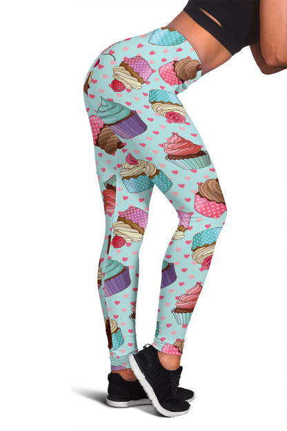 Cupcakes Fancy Heart Print Pattern Women Leggings