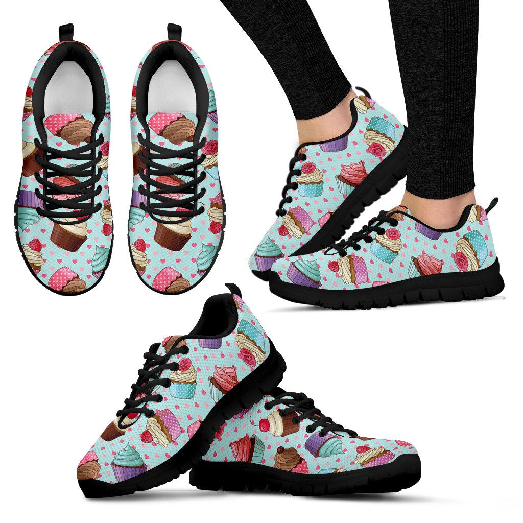 Cupcakes Fancy Heart Print Pattern Women Sneakers Shoes