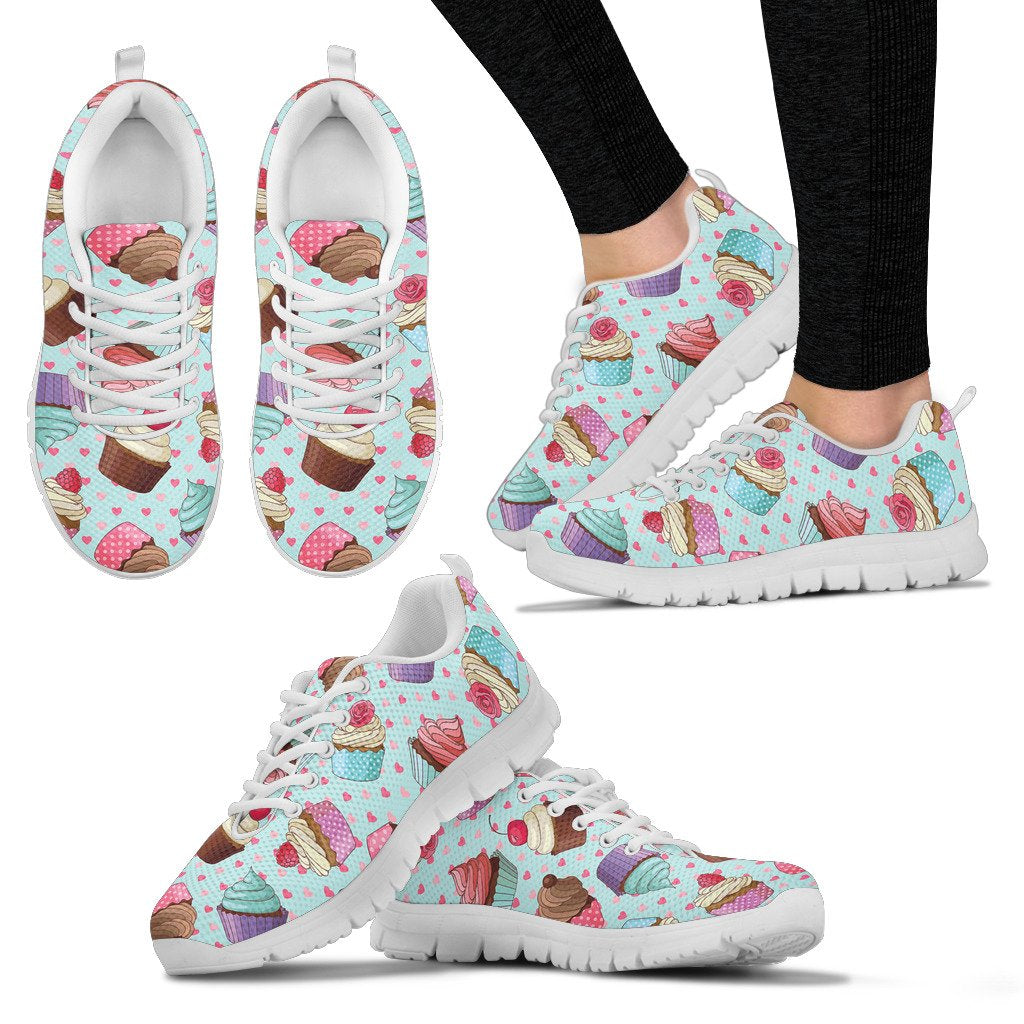 Cupcakes Fancy Heart Print Pattern Women Sneakers Shoes