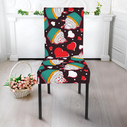 Cupcakes Heart Print Pattern Dinning Chair Slipper-JTAMIGO.COM